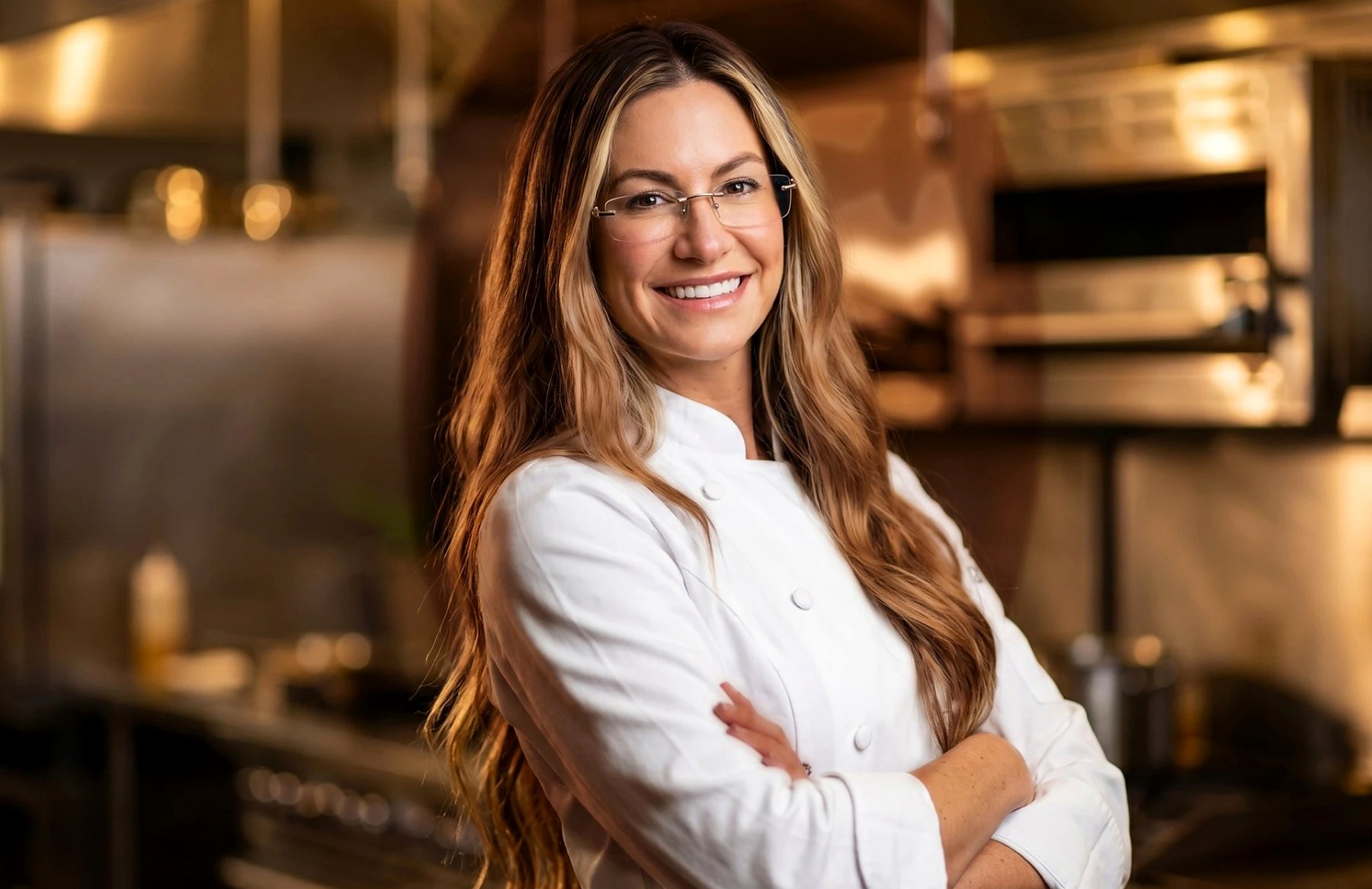 Private chef Allison Jacob in a professional kitchen